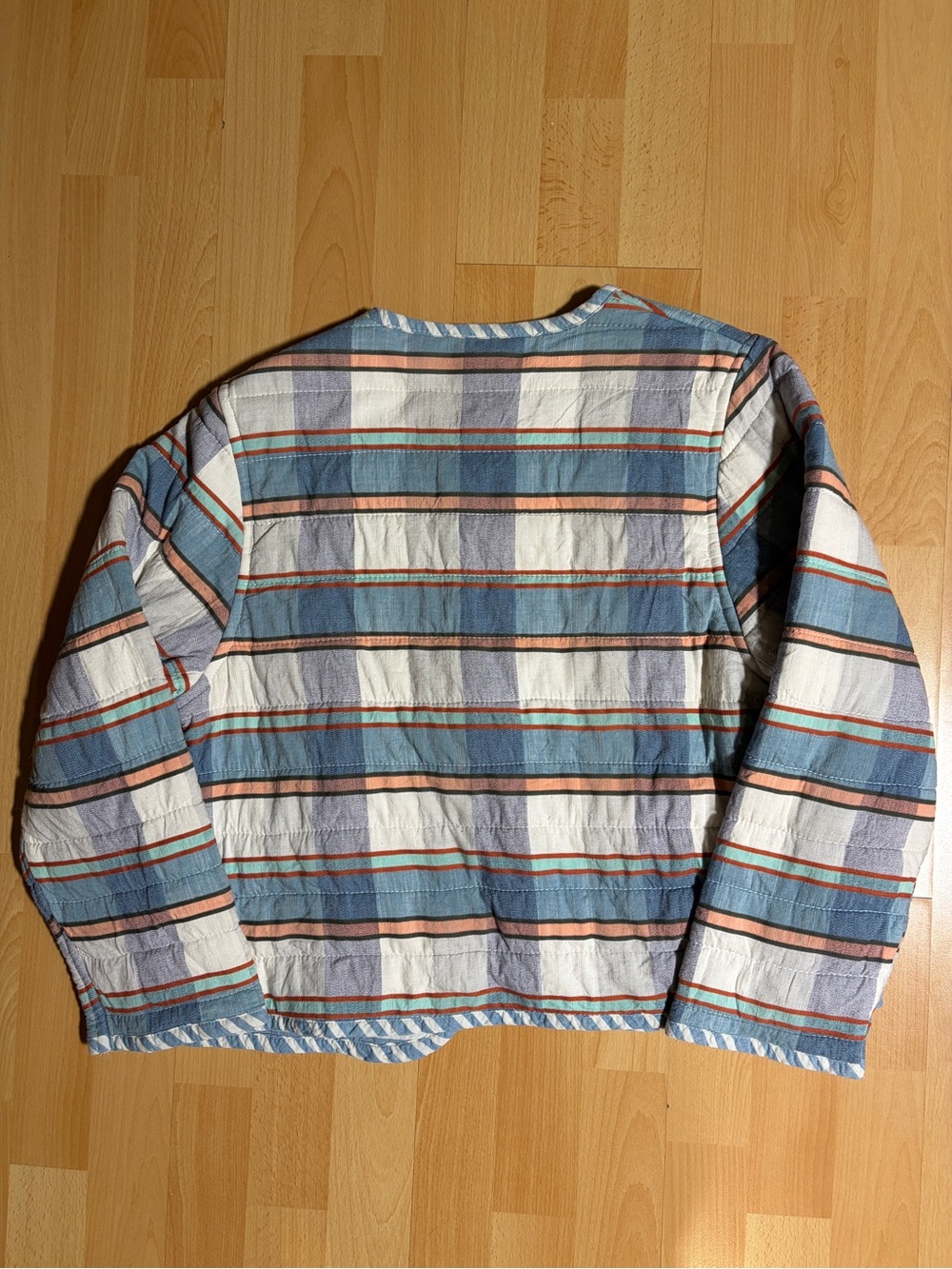 Ace & Jig Quilt Jacket Blue & White Striped Open Front Medium - Picture 11 of 13